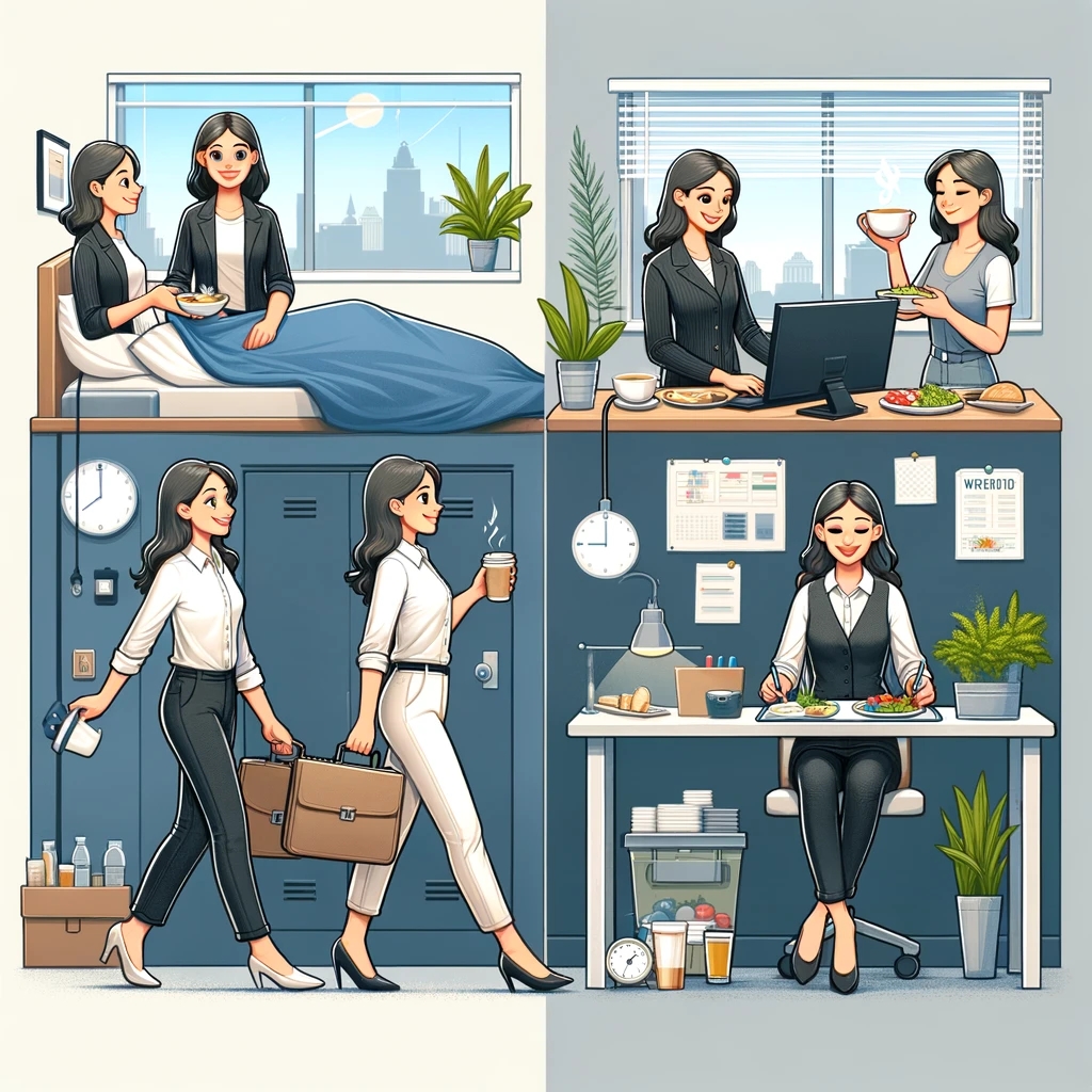 Mayas erster Arbeitstag im Büro